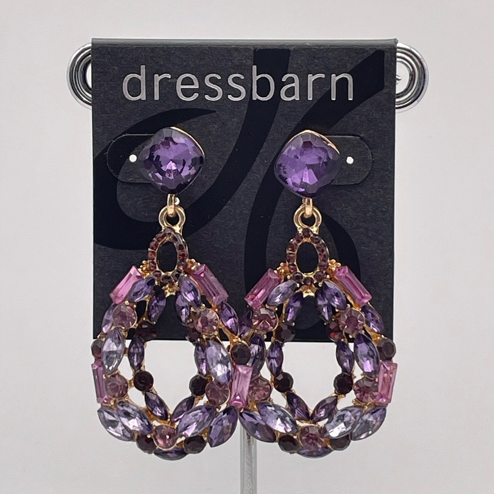 Dressbarn Purple and Pink Teardrop Earrings
